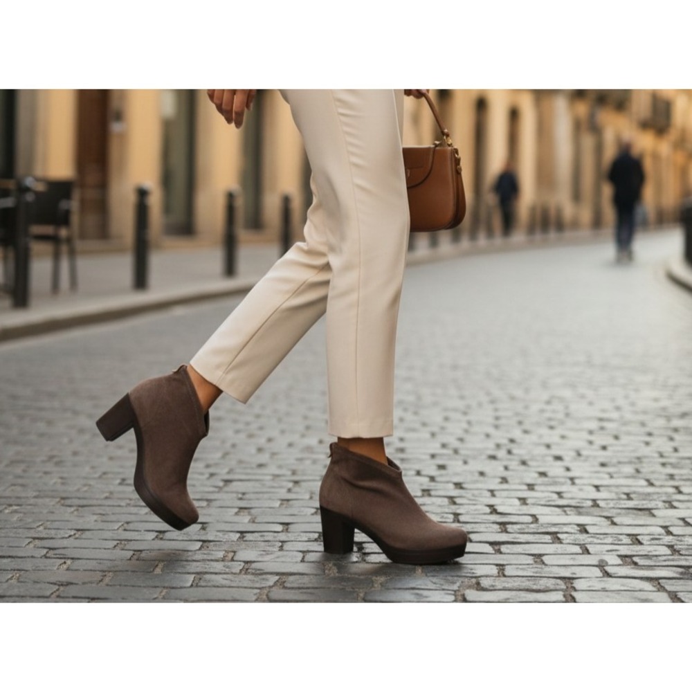 Pedro Miralles Adana Taupe Stretch Suede Heeled Ankle Boots | Luxe Spanish EU 39